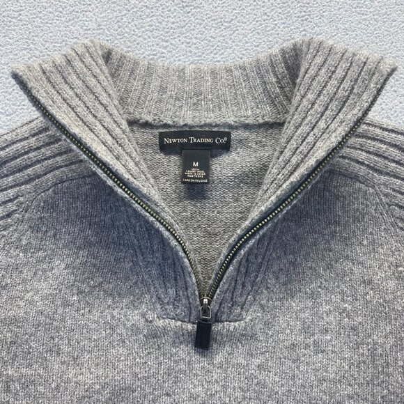 Men’s Newton Trading Company Beautiful Half Zip Sweater Gray Lambswool Size M - Picture 7 of 8